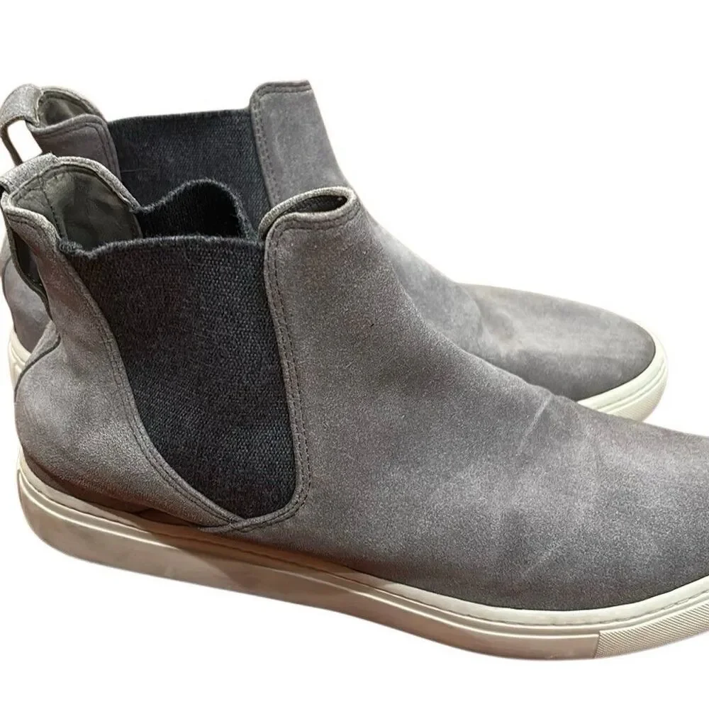 Vince Men's Gray Suede Chelsea Ankle Slip-On Boots Round Toe Pull Tab 8.5